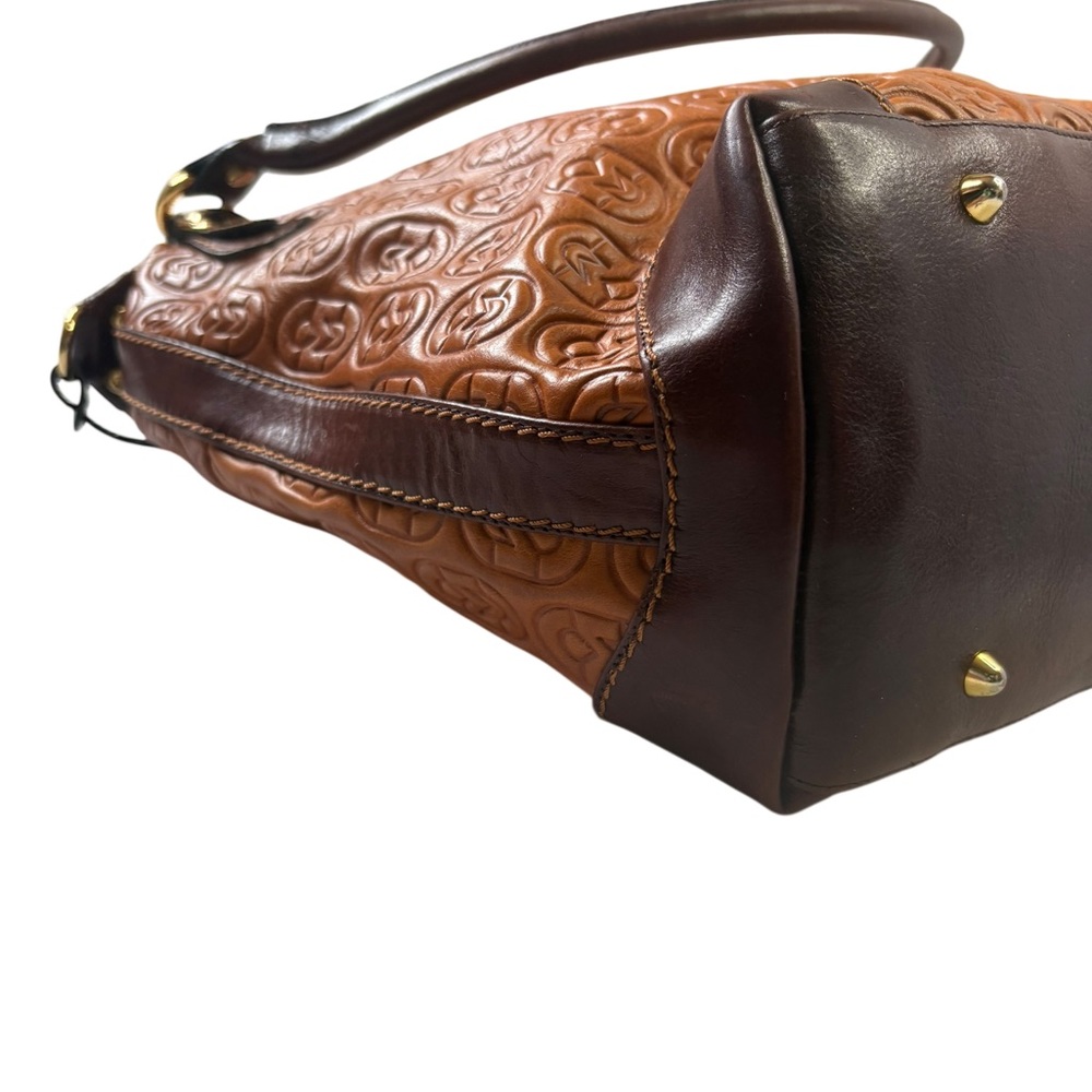 Marino Orlandi Monogram Embossed Leather Bag - Hobo Shoulder/Top Handle - Picture 9 of 14